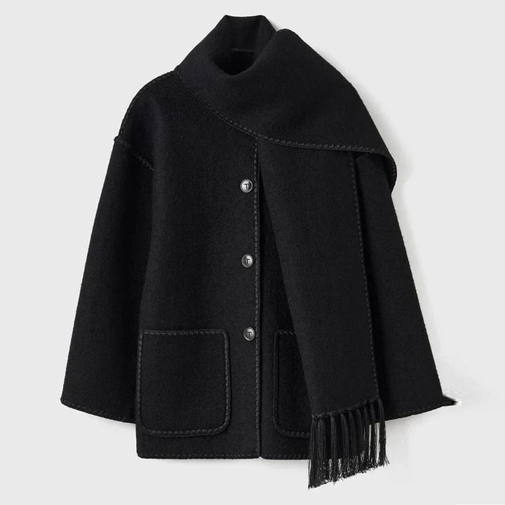 Women's Winter Coat with Scarf - Elegant Stylish Warm Outerwear for Winter 0