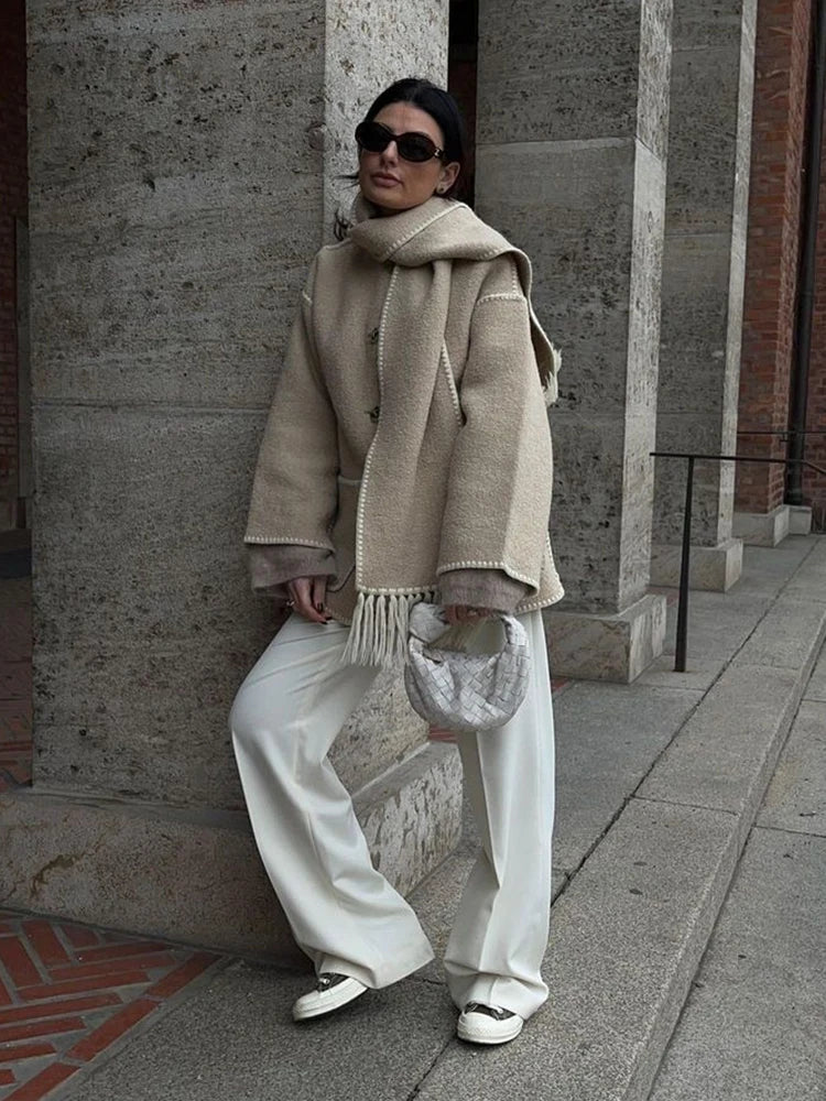 Women's Winter Coat with Scarf - Elegant Stylish Warm Outerwear for Winter 4