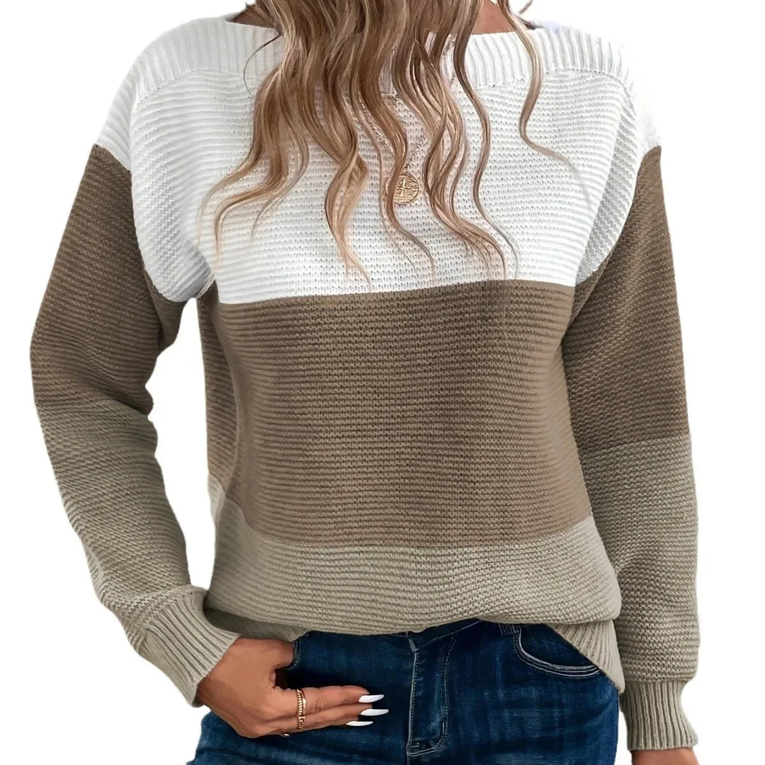 Women’s Winter Turtleneck Sweater Color Block Cozy Warm Knit 5