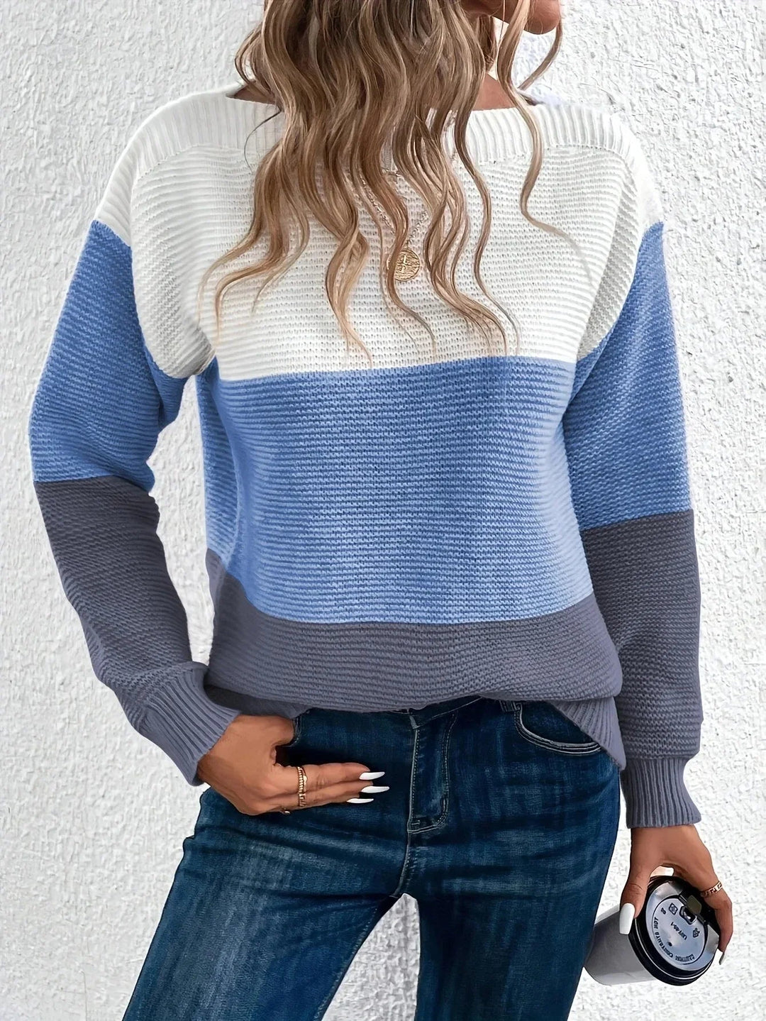 Women’s Winter Turtleneck Sweater Color Block Cozy Warm Knit 8