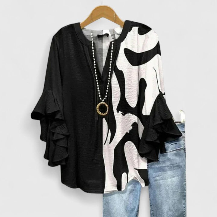 Womens Blouse - Elegant Floral Summer Top with Ruffled Sleeves, Lightweight and Versatile for Warm Weather 4