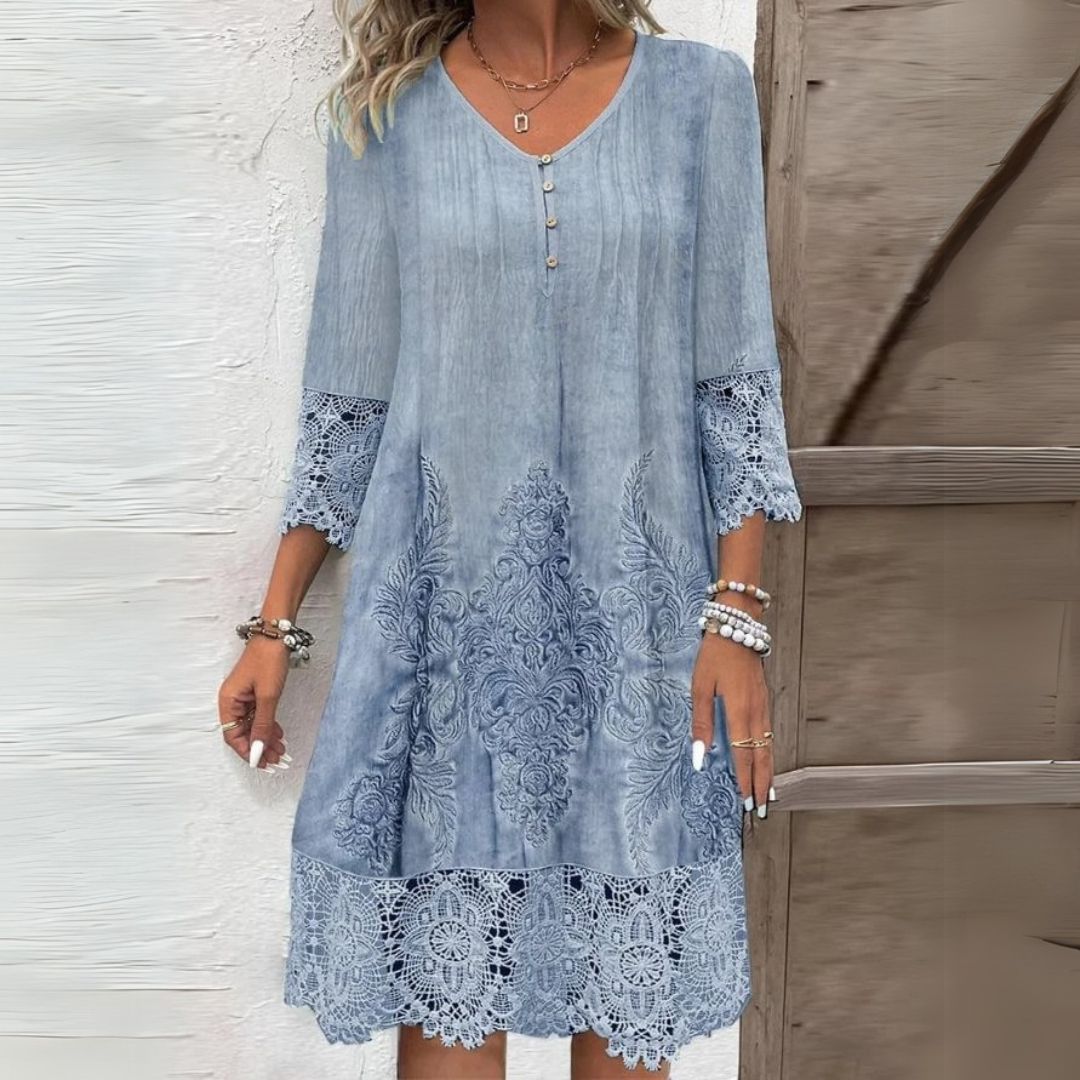 Womens Dress - Elegant Floral Midi Dress for Wedding Guest & Summer Occasions, Lightweight & Stylish 0