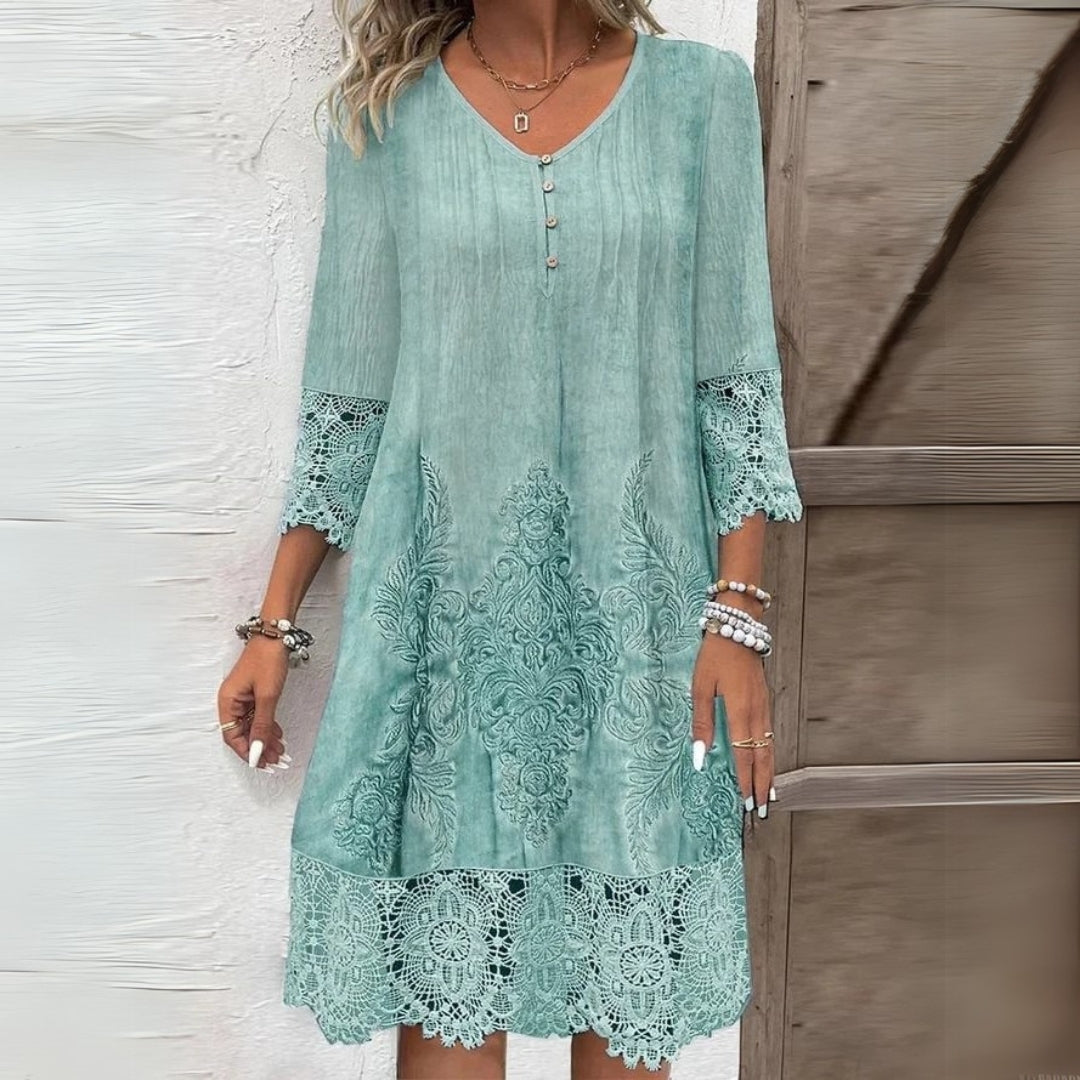 Womens Dress - Elegant Floral Midi Dress for Wedding Guest & Summer Occasions, Lightweight & Stylish 1