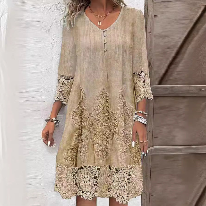 Womens Dress - Elegant Floral Midi Dress for Wedding Guest & Summer Occasions, Lightweight & Stylish 2
