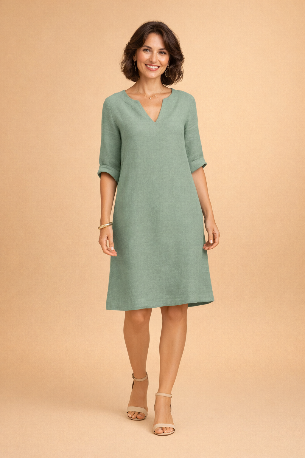 Womens Dress - Elegant Mid-Length Summer Dresses for Casual Outings and Warm Weather - Light Green / S