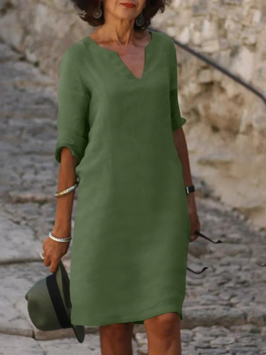 Womens Dress - Elegant V-Neck Cocktail Dress for Formal Events and Everyday Wear 2