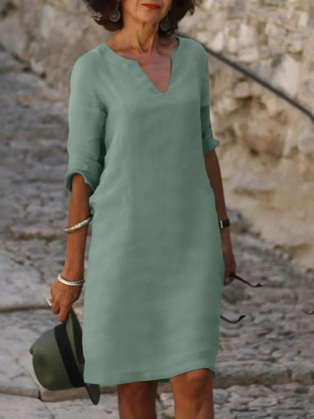 Womens Dress - Elegant V-Neck Cocktail Dress for Formal Events and Everyday Wear 3