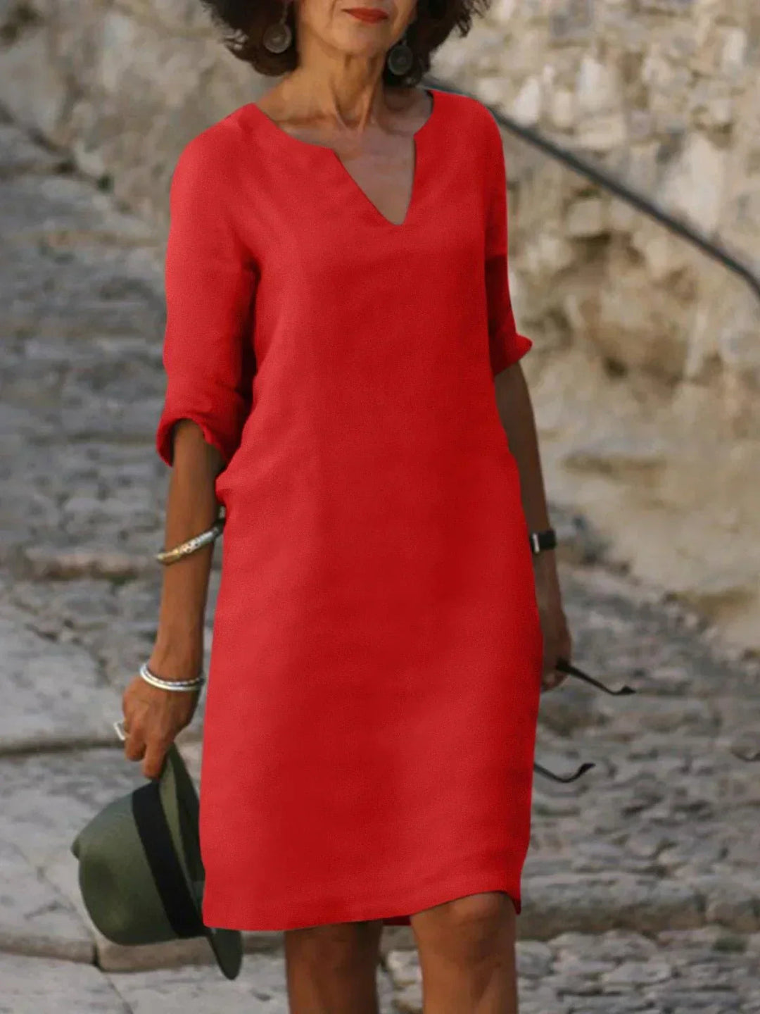 Womens Dress - Elegant V-Neck Cocktail Dress for Formal Events and Everyday Wear 5