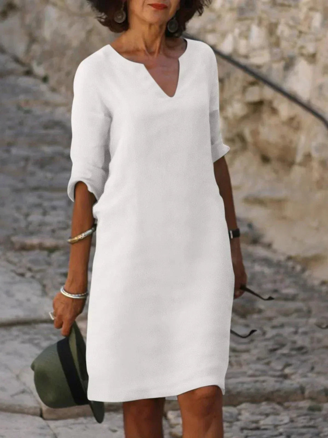 Womens Dress - Elegant V-Neck Cocktail Dress for Formal Events and Everyday Wear 6