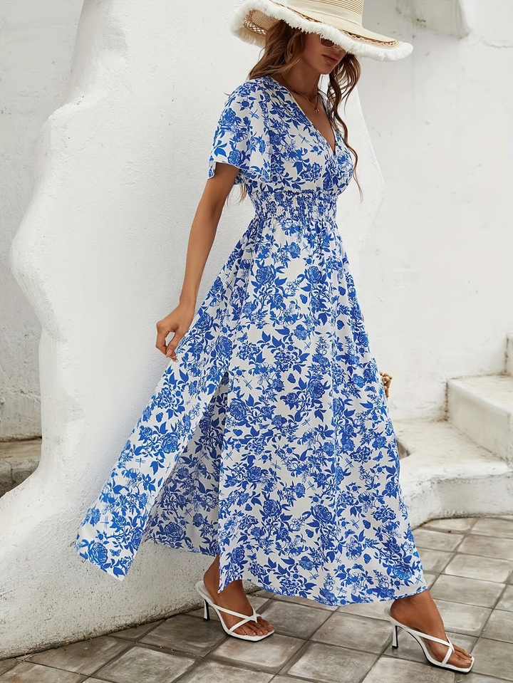 Womens Floral V Neck Maxi Dress - Elegant Summer Dresses for Warm Days 4