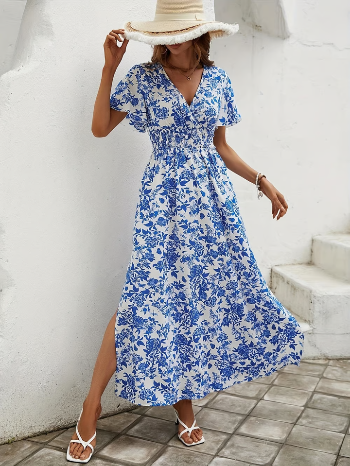 Womens Floral V Neck Maxi Dress - Elegant Summer Dresses for Warm Days 5