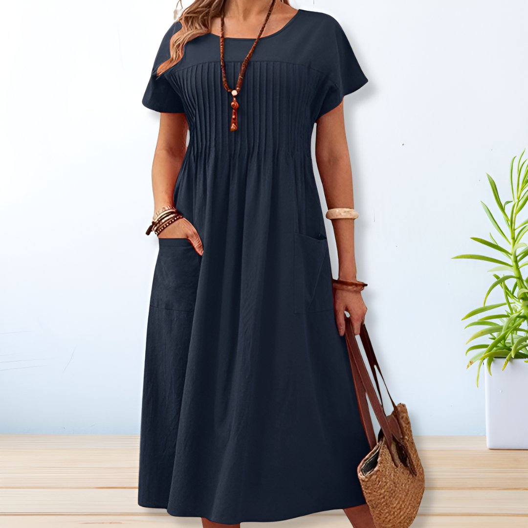 Womens Summer Dress - Relaxed Fit Casual Chic Day Dress with Pockets for Effortless Style 0