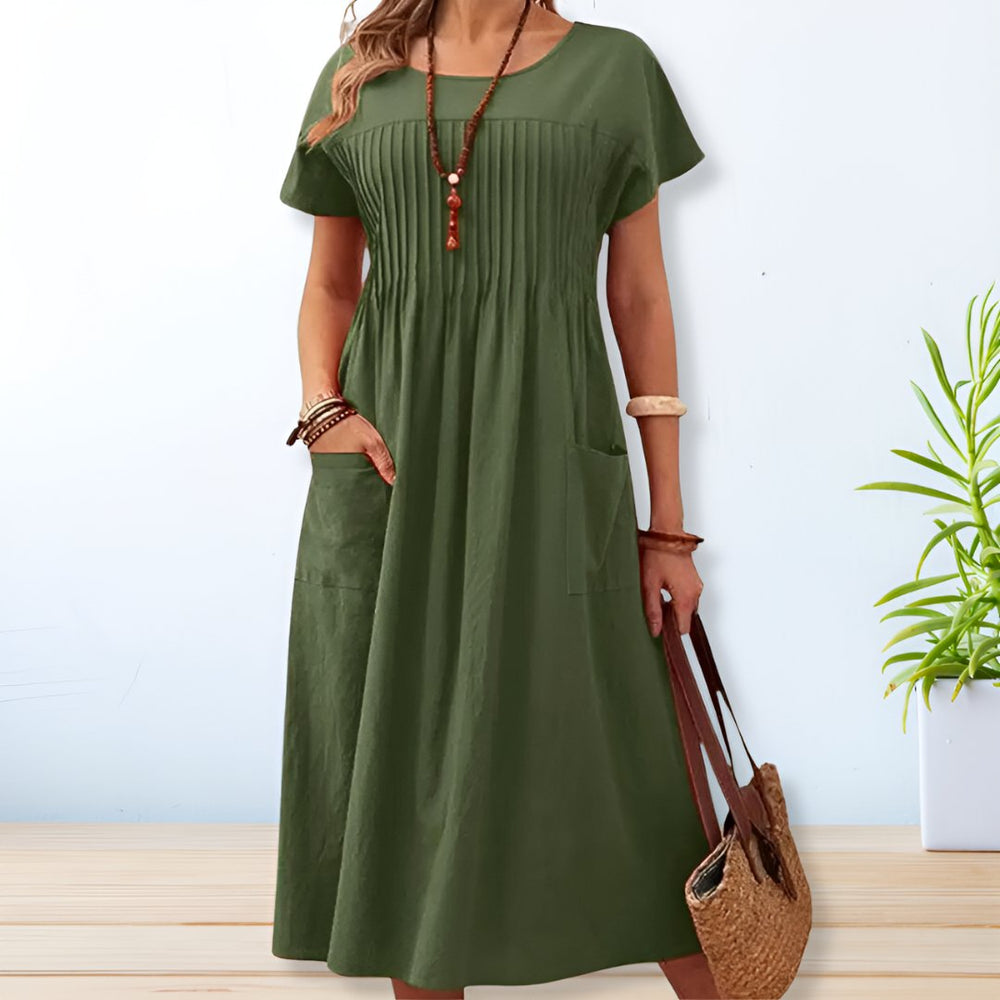 Womens Summer Dress - Relaxed Fit Casual Chic Day Dress with Pockets for Effortless Style 1