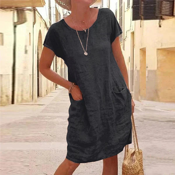 Womens Summer Dress with Pockets - Casual Midi Dress for Effortless Everyday Style 0