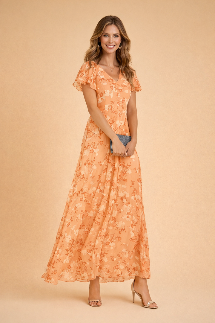 Womens Summer Floral Midi Dress - Elegant Casual Dresses for Garden Parties and Special Occasions 0