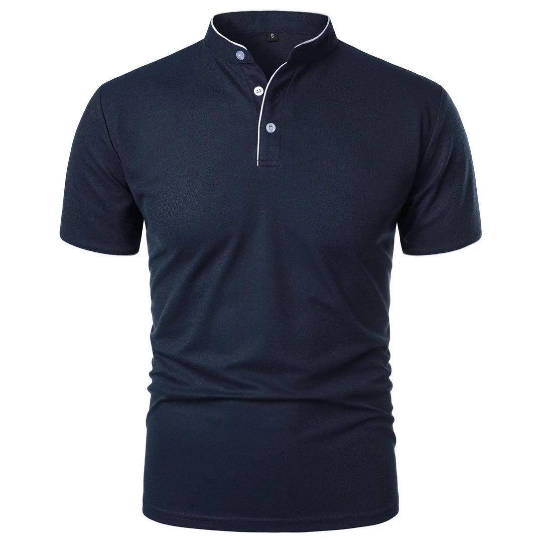 Wrinkle-Free Stand-Up Collar Polo Shirt for Men - Elegant & Comfortable 0