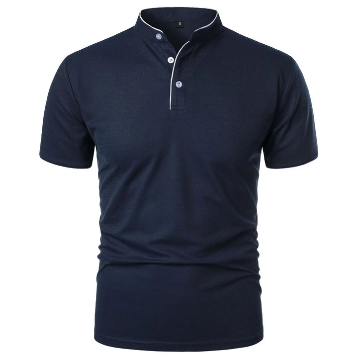 Wrinkle-Free Stand-Up Collar Polo Shirt for Men - Elegant & Comfortable 0