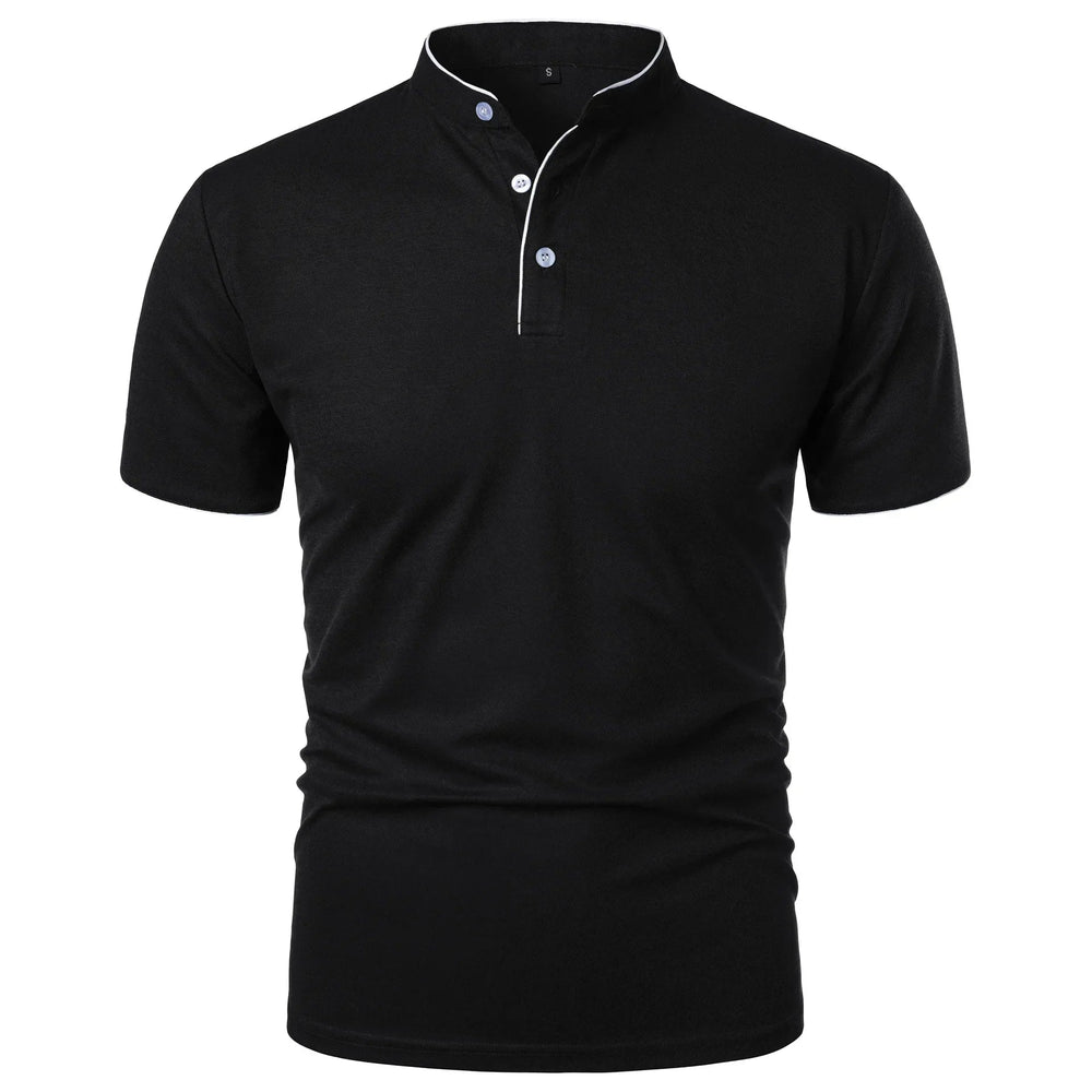 Wrinkle-Free Stand-Up Collar Polo Shirt for Men - Elegant & Comfortable 1