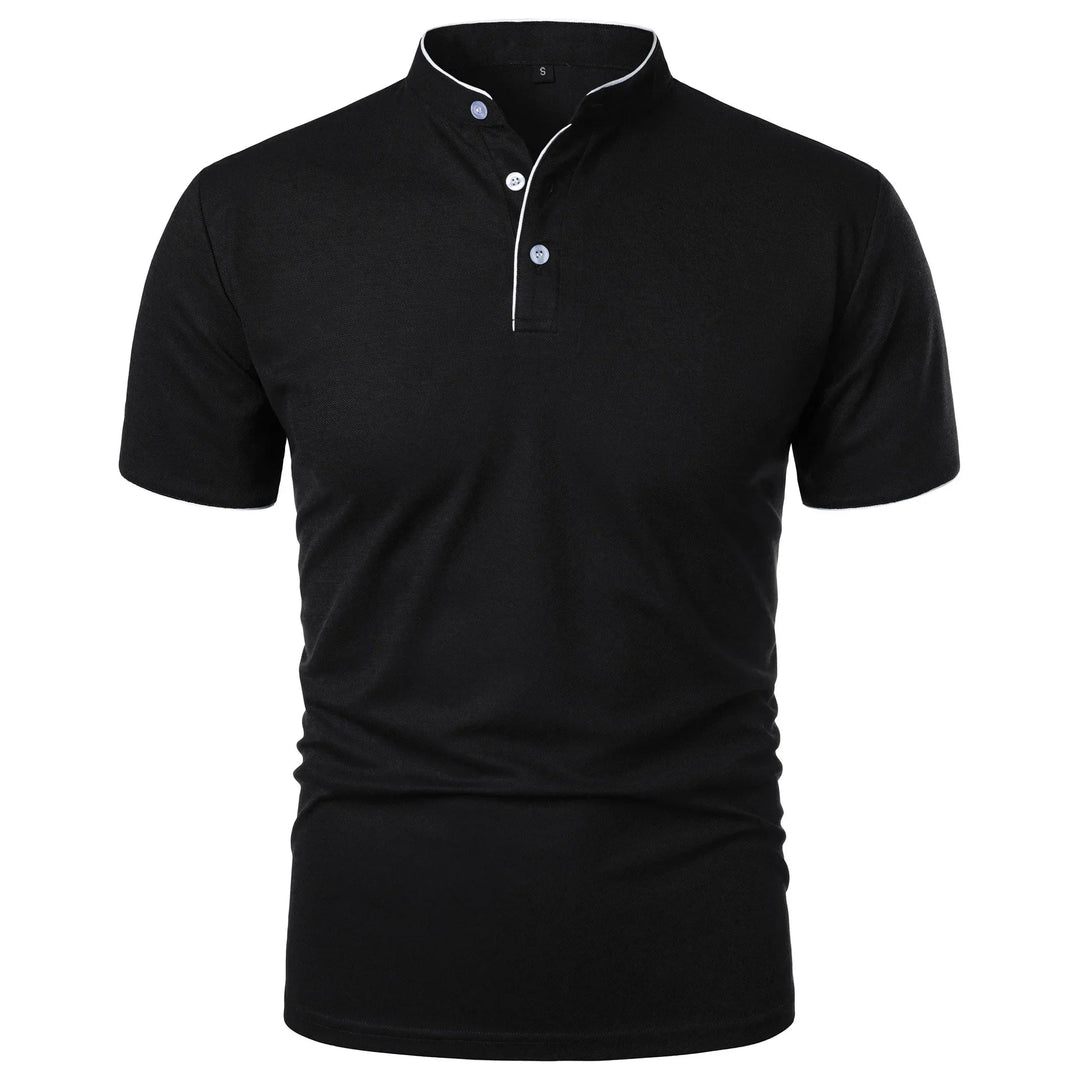 Wrinkle-Free Stand-Up Collar Polo Shirt for Men - Elegant & Comfortable 1
