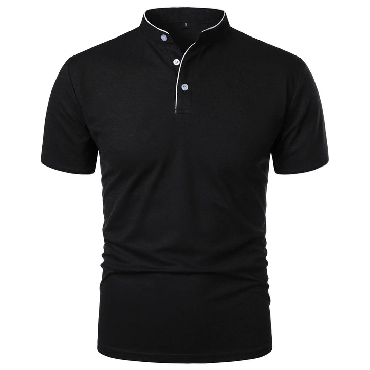 Wrinkle-Free Stand-Up Collar Polo Shirt for Men - Elegant & Comfortable 1