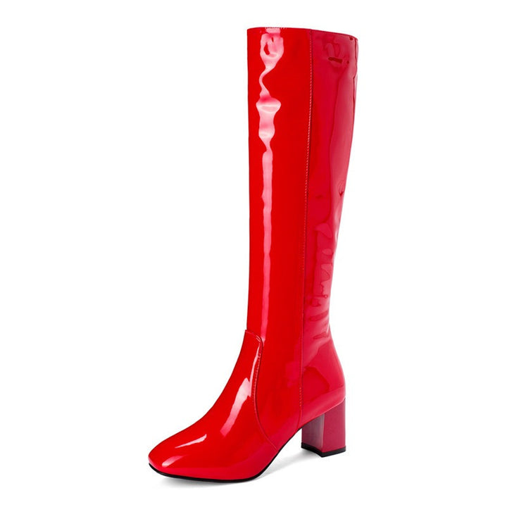 Orthopedic Retro Patent Leather Boots with Arch Support for Women
