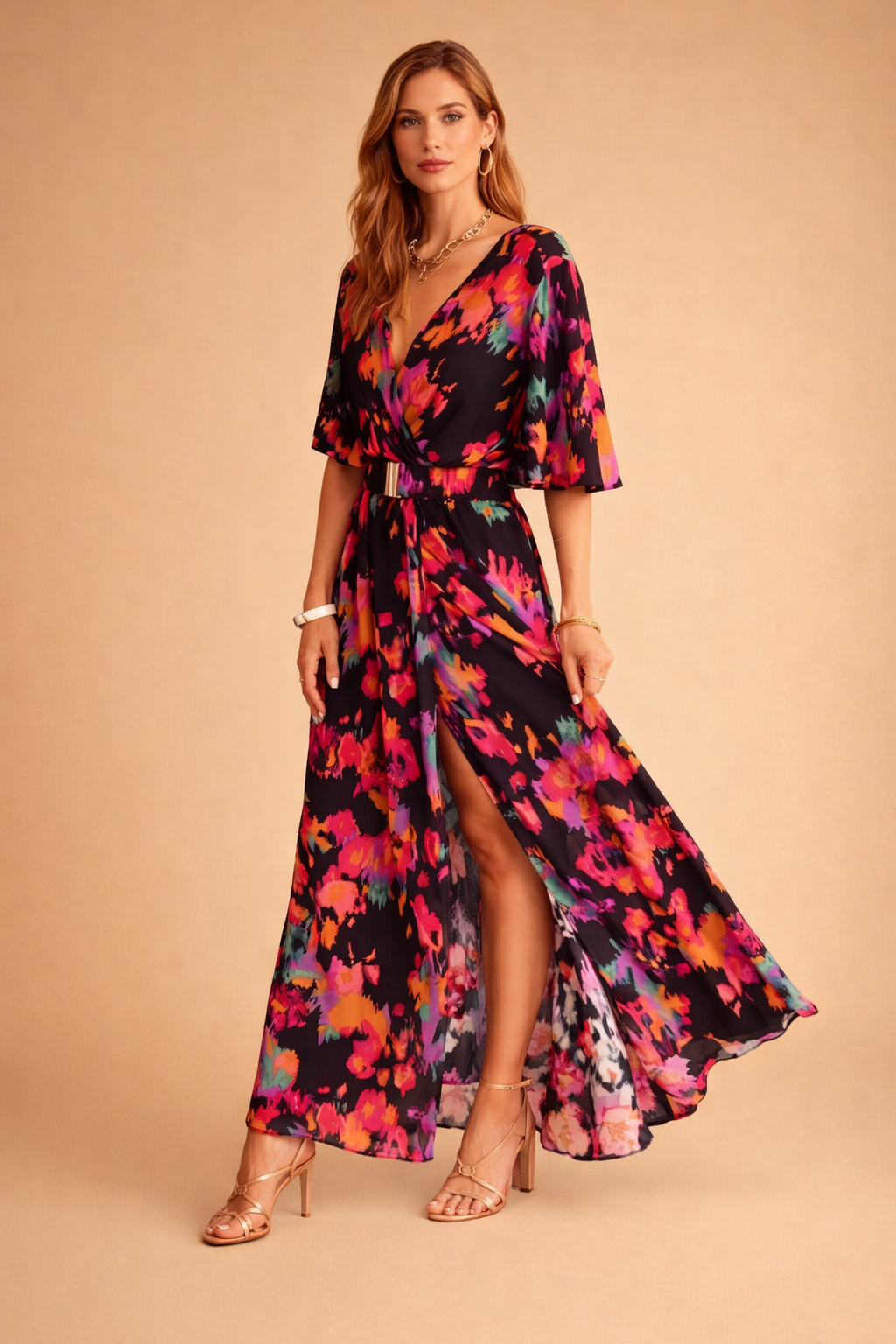 Letty | Flowy Maxi Dress with Belt and Slit